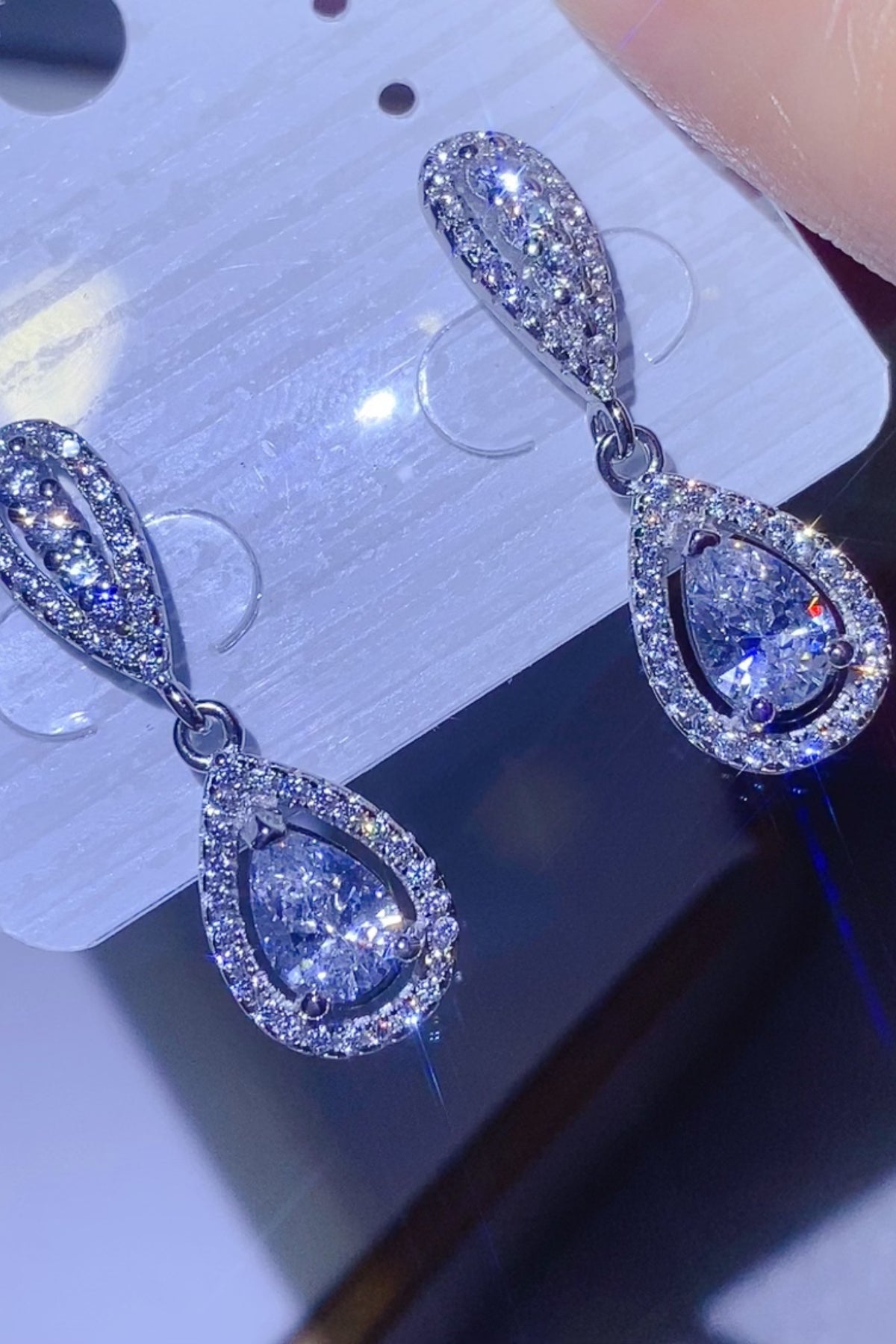2 Carat Moissanite 925 Sterling Silver Teardrop Earrings - Charming Charlie