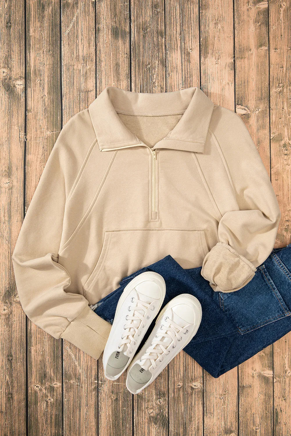 Half Zip Long Sleeve Sweatshirt - Charming Charlie