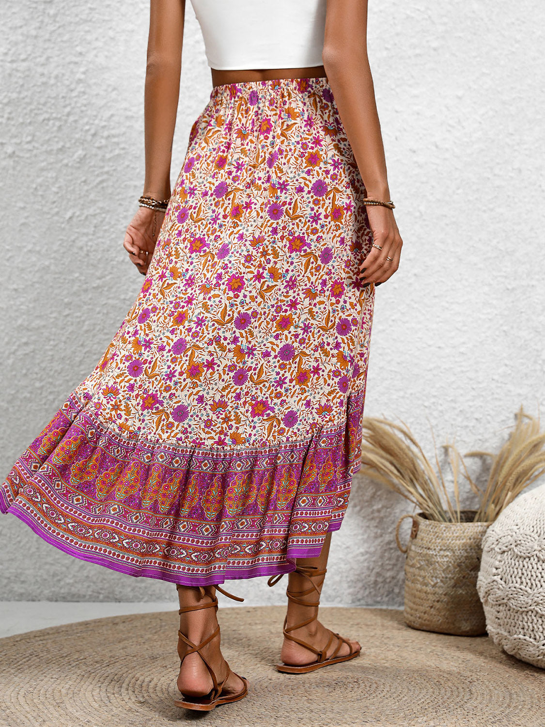 High-Low Elastic Waist Skirt - Charming Charlie