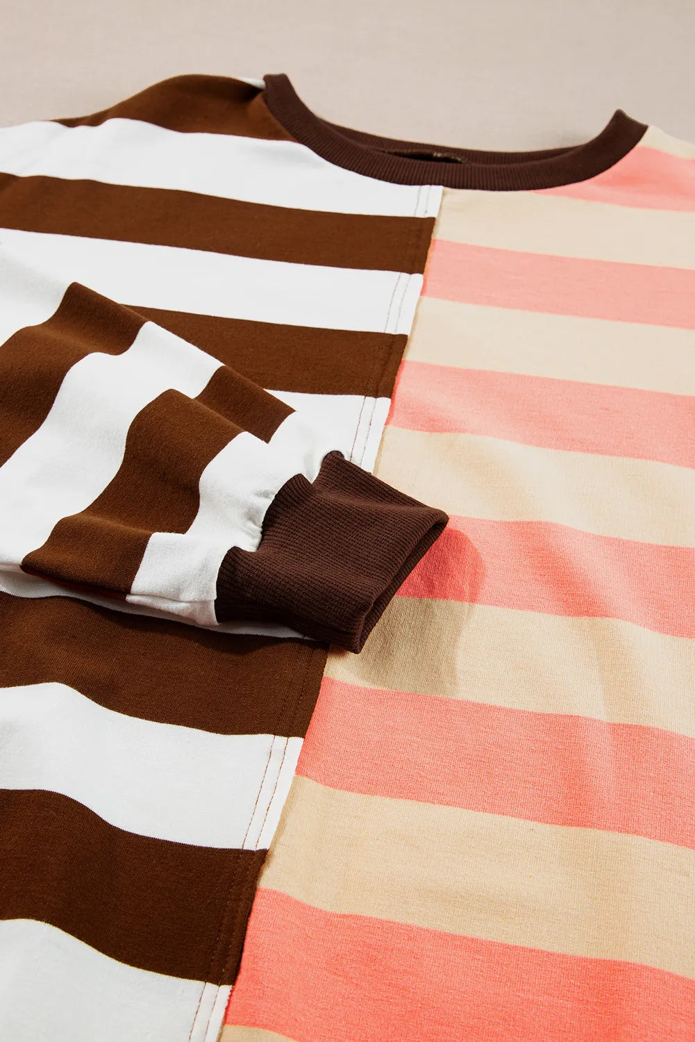 Striped Round Neck Long Sleeve Sweatshirt - Charming Charlie