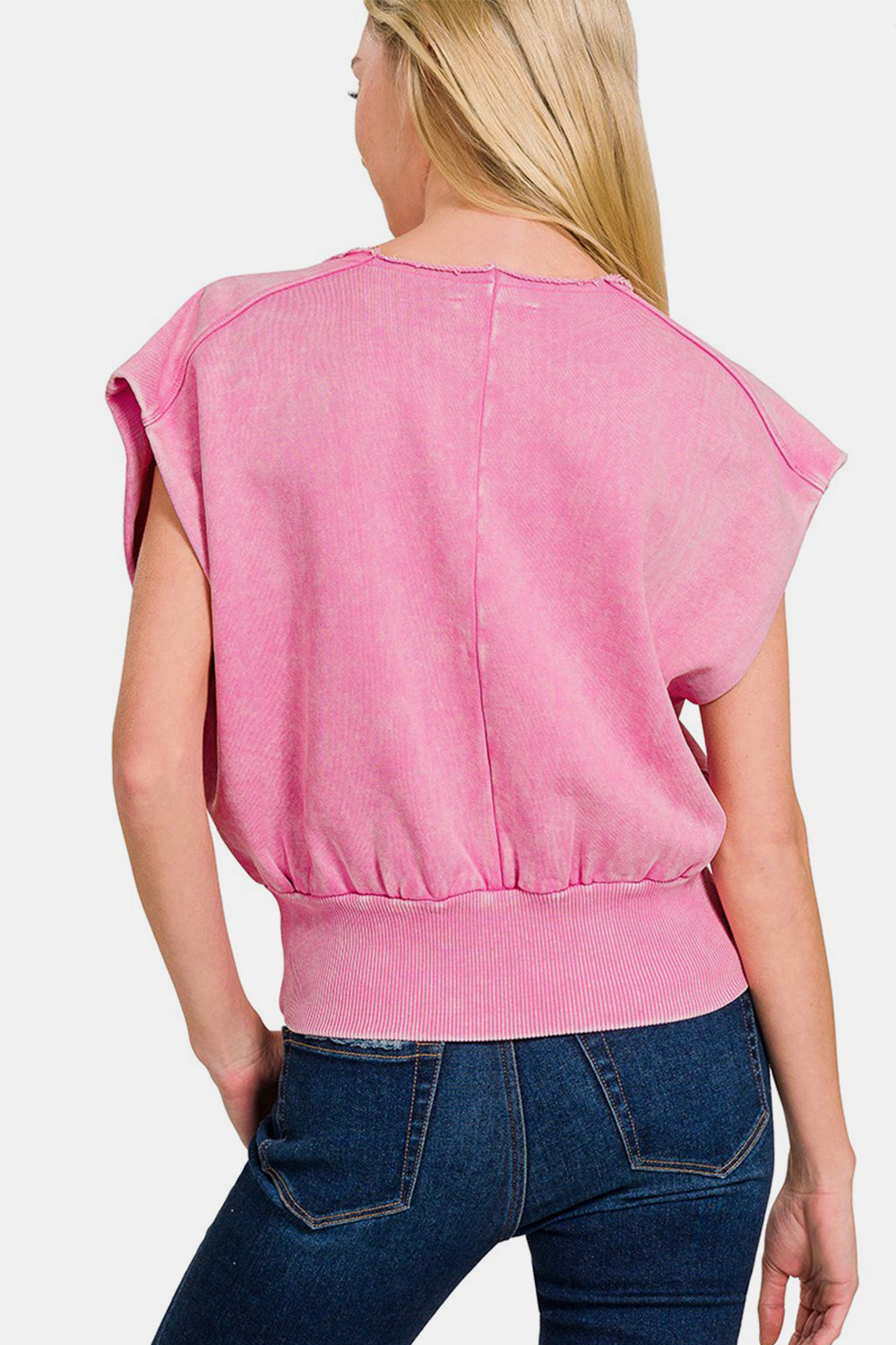 Zenana Washed Boat Neck Bottom Banded Dolman Sleeve Top - Charming Charlie