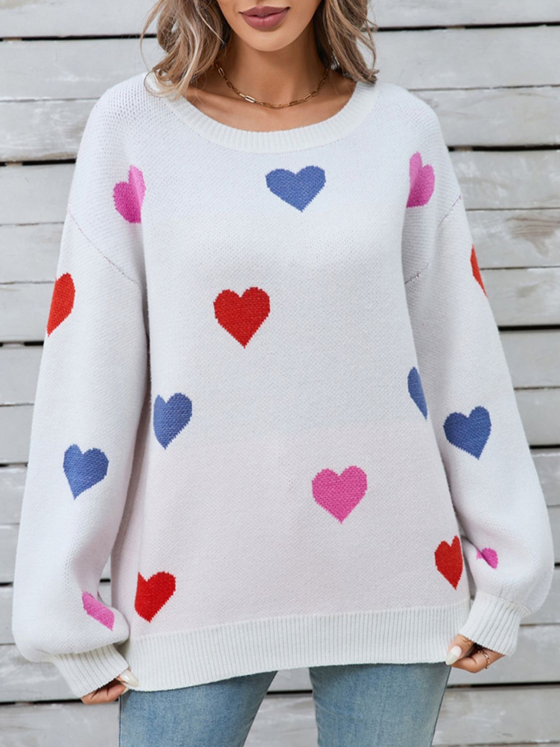 Angel Wings Heart Round Neck Long Sleeve Sweater - Charming Charlie