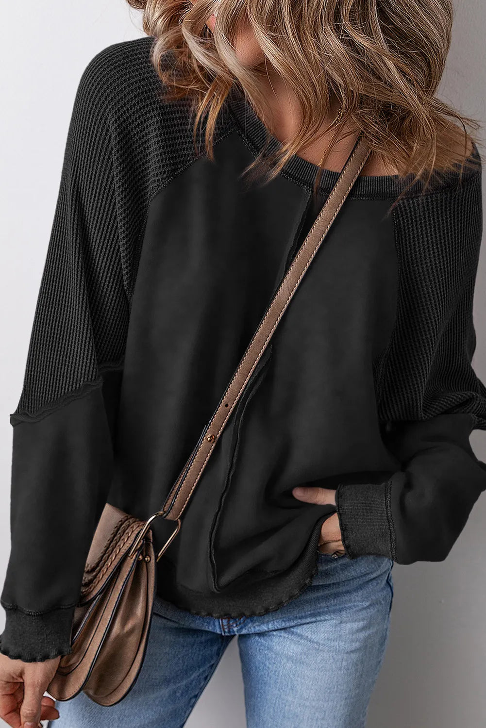 Exposed Seam Long Sleeve Sweatshirt - Charming Charlie