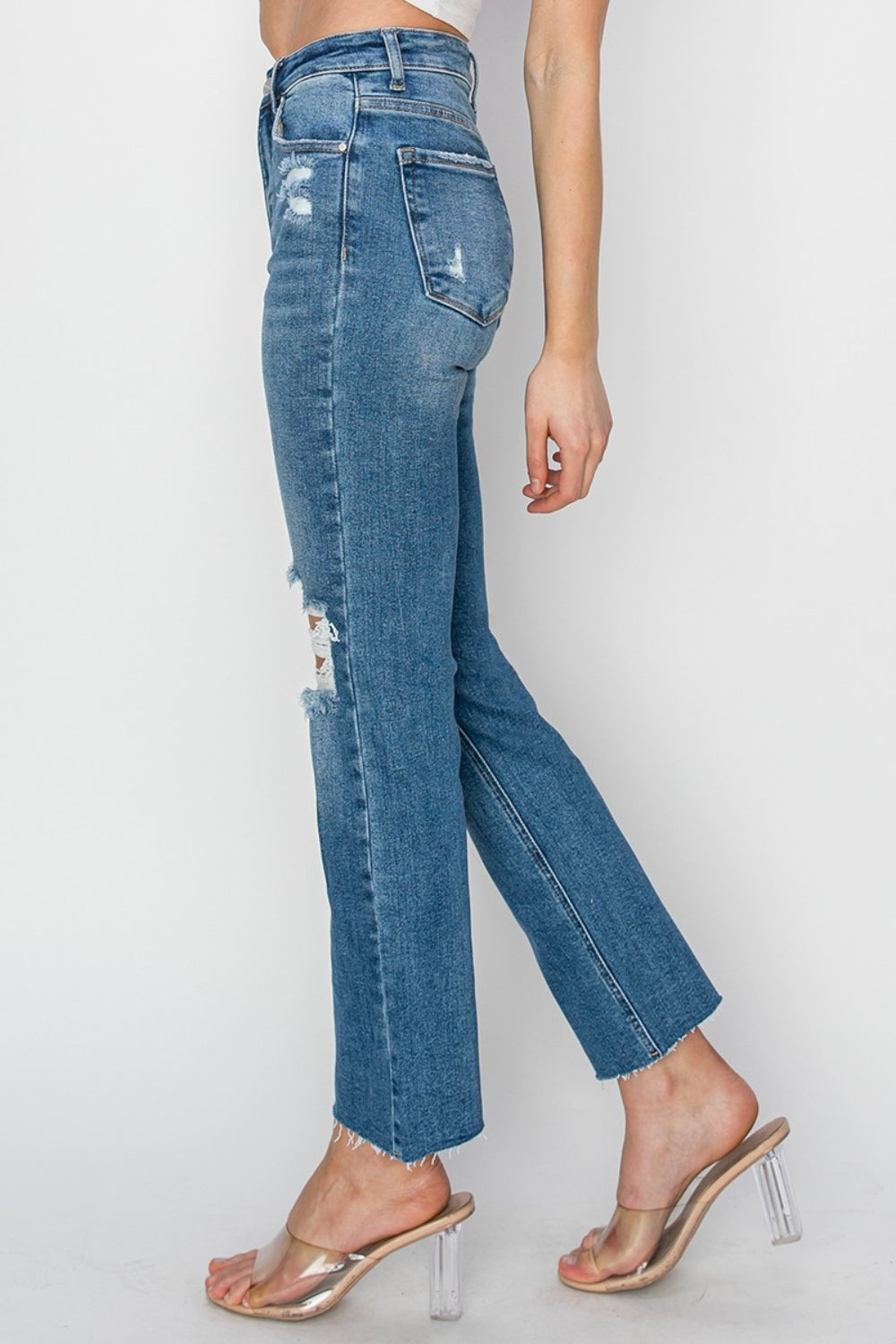 RISEN High Rise Distressed Ankle Jeans - Charming Charlie