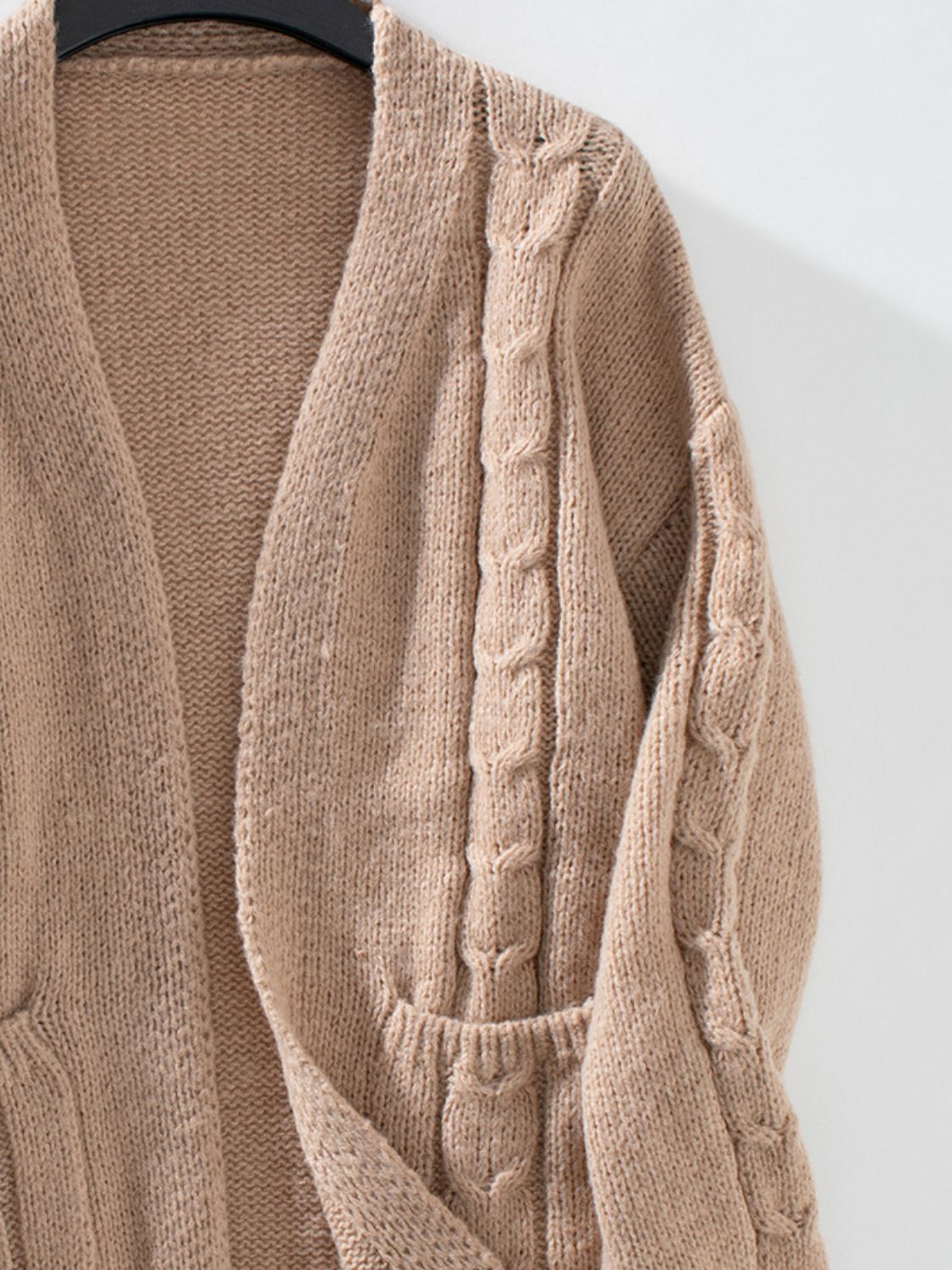Cable-Knit Open Front Long Sleeve Cardigan - Charming Charlie