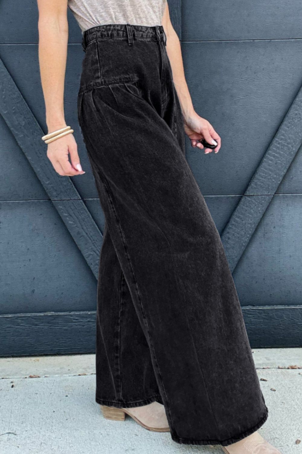 High Rise Wide Leg Jeans with Pockets - Charming Charlie