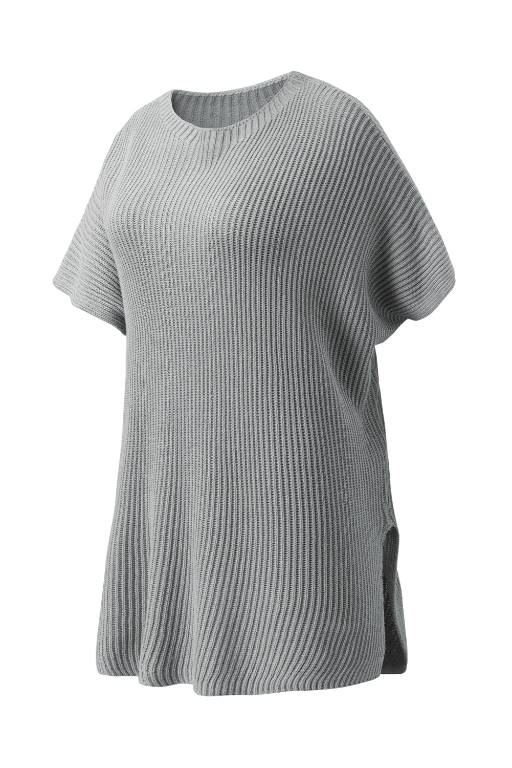 Slit Round Neck Short Sleeve Knit Top - Charming Charlie