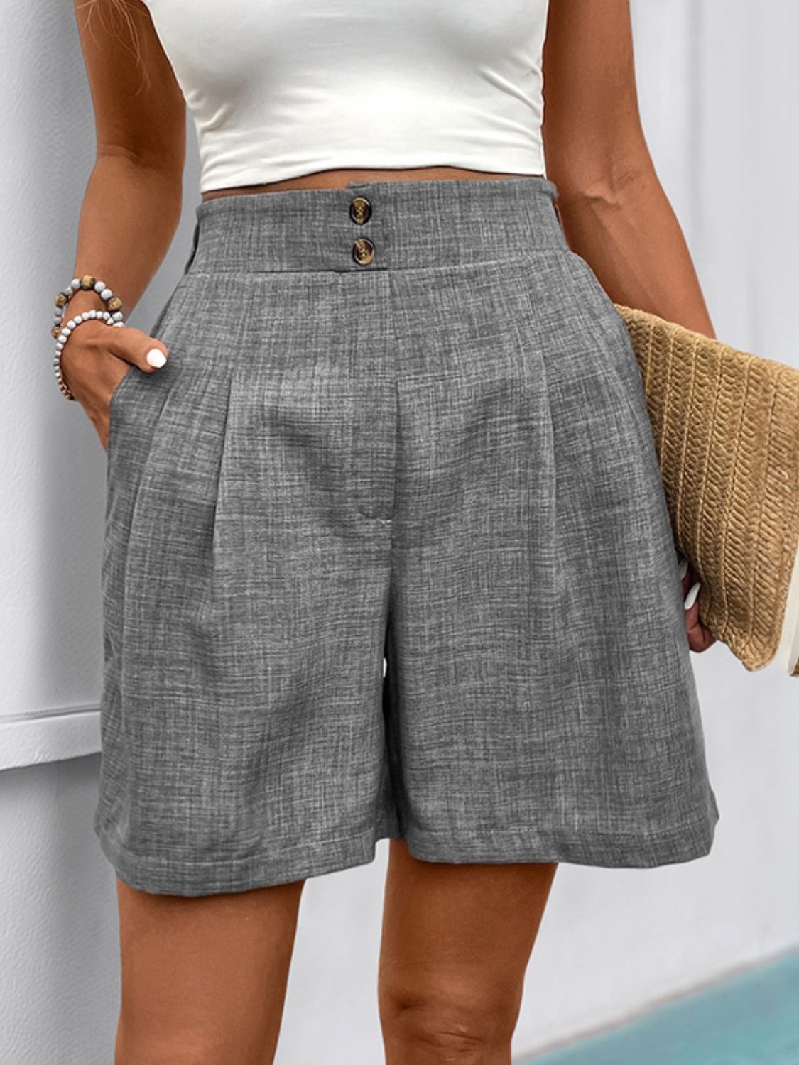 Perfee Frill Shorts with Pockets - Charming Charlie