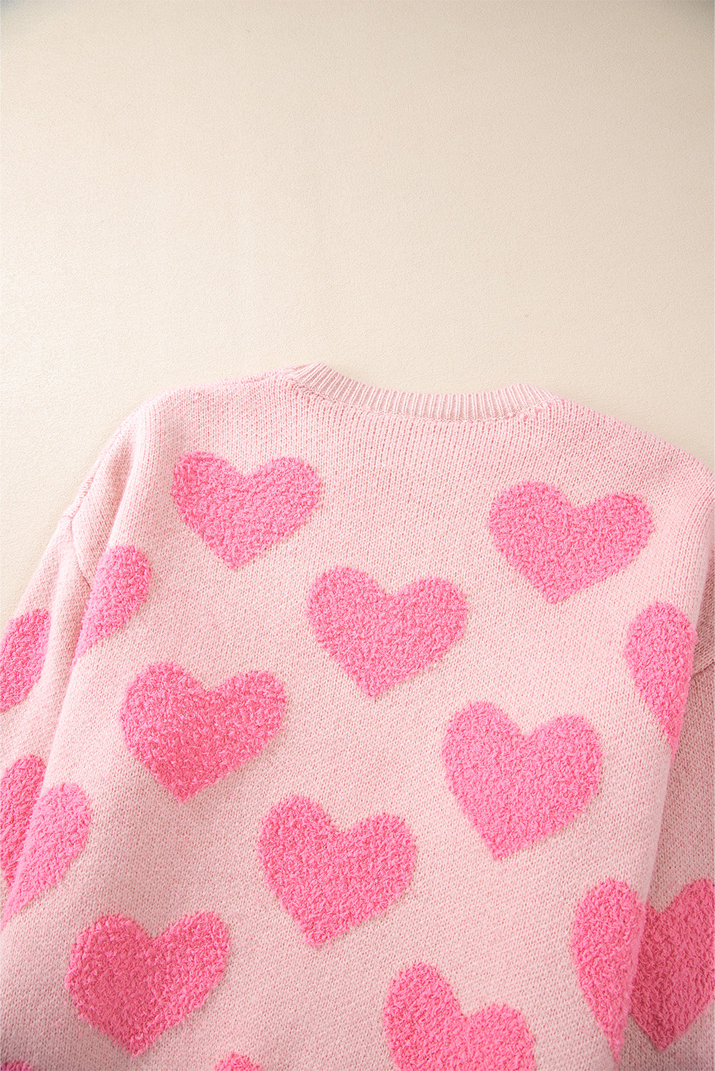 Valentine's Day Heart Jacquard Round Neck Sweater - Charming Charlie