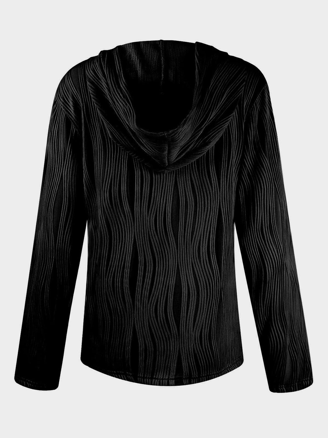 Textured Long Sleeve Hoodie - Charming Charlie