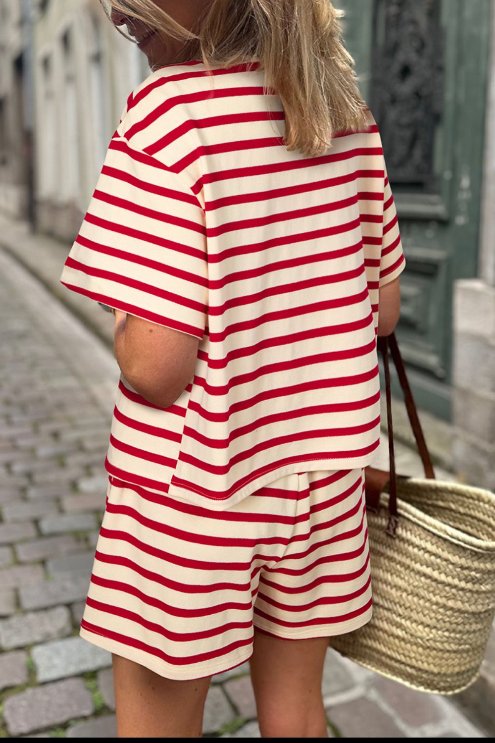 Tied Striped V-Neck Top and Shorts Set - Charming Charlie