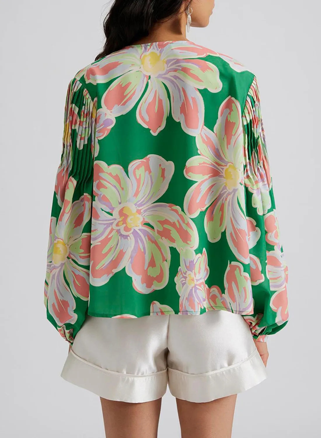 Floral Pleated Puff Sleeve Shirt - Charming Charlie