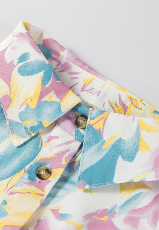 Printed Button Down Lantern Sleeve Shirt - Charming Charlie