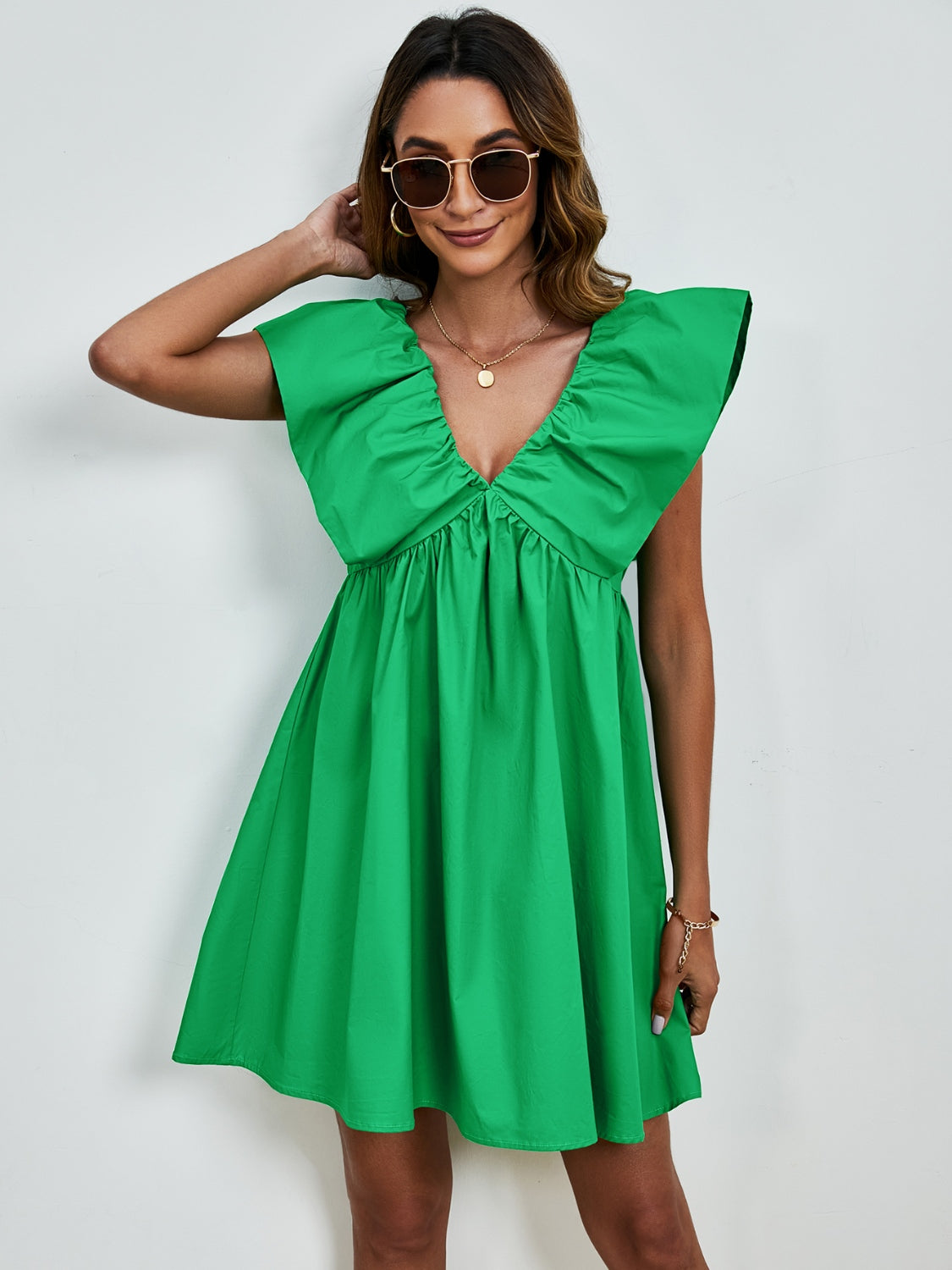 V-Neck Cap Sleeve Mini Dress - Charming Charlie