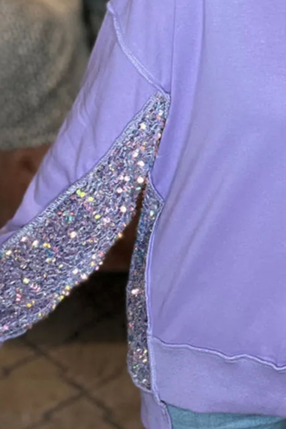 Sequin Half Button Long Sleeve Sweatshirt - Charming Charlie