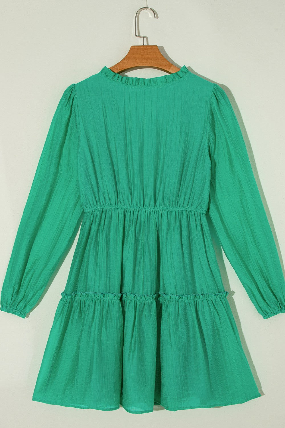 Frill V-Neck Long Sleeve Mini Dress - Charming Charlie