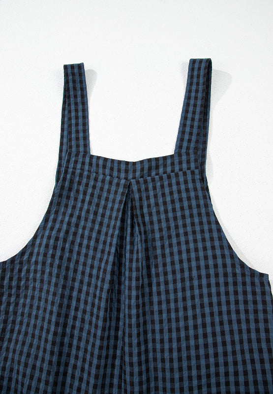 Plaid Wide Strap Wide Leg Overalls - Charming Charlie