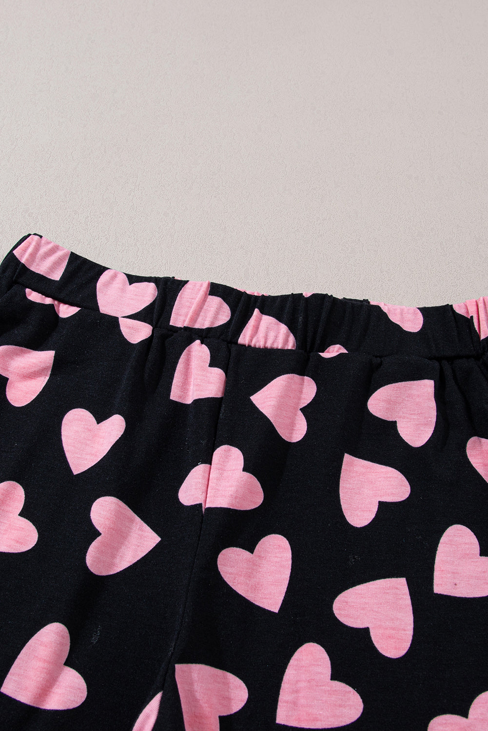 Heart Print Long Sleeve Top and Shorts Lounge Set - Charming Charlie