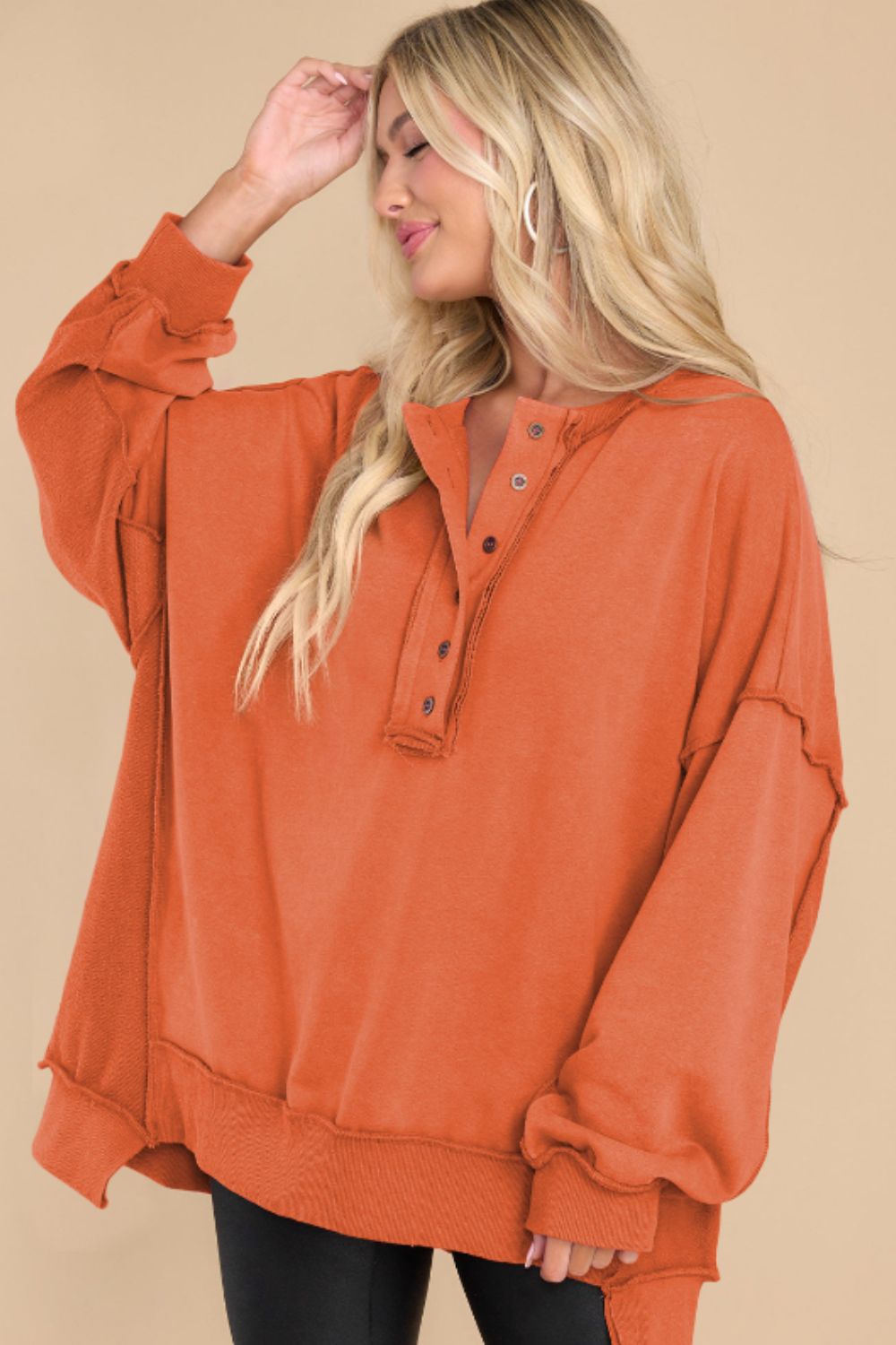 Exposed Seam Long Sleeve Sweatshirt - Charming Charlie
