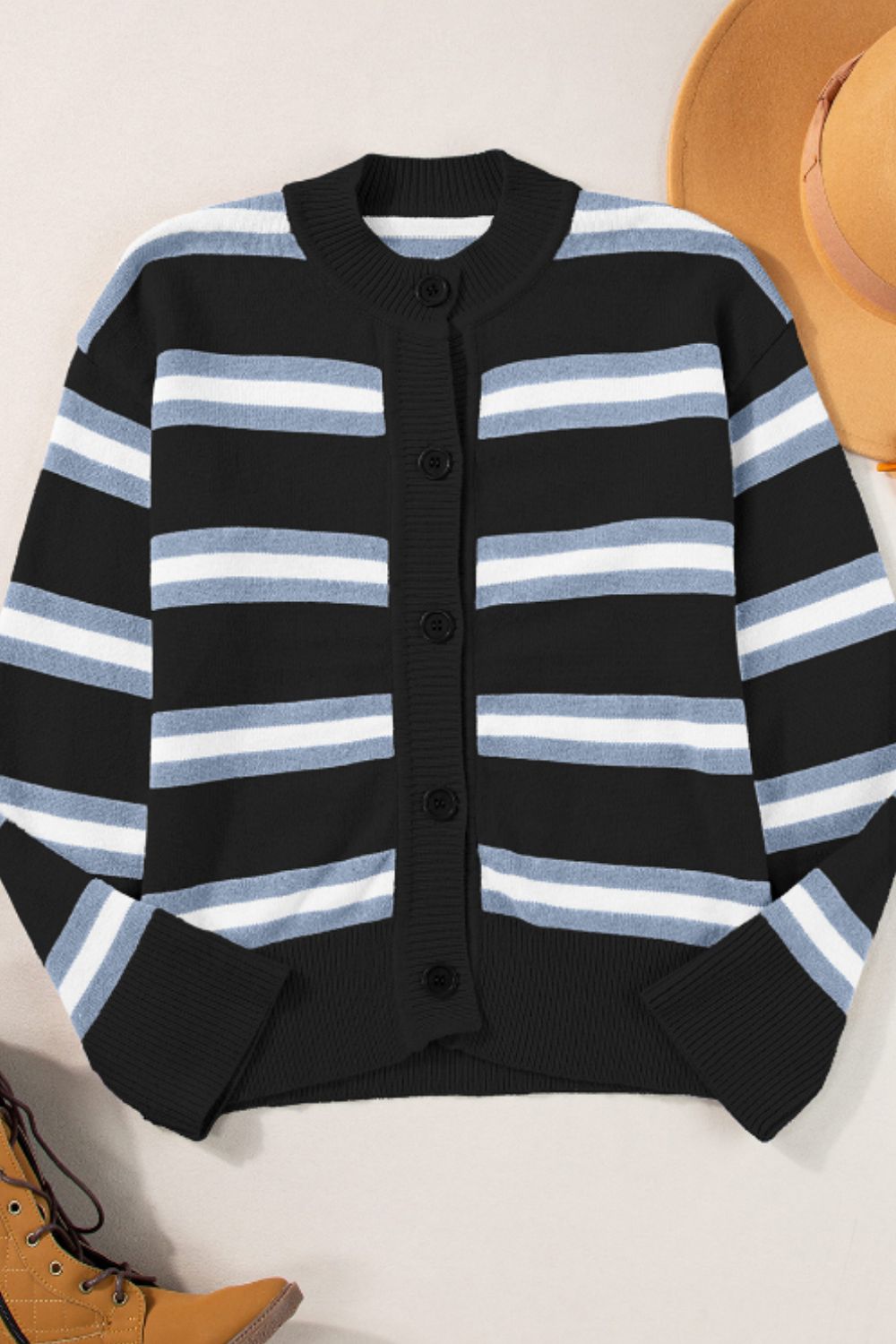Striped Button Down Long Sleeve Cardigan - Charming Charlie