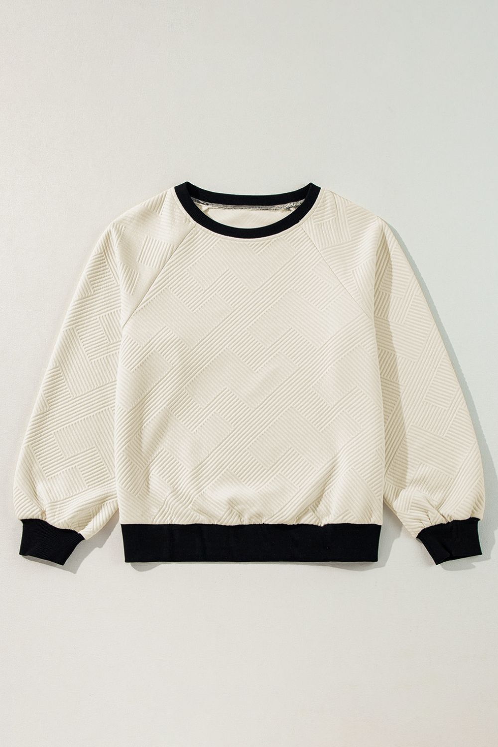 Texture Contrast Long Sleeve Sweatshirt - Charming Charlie
