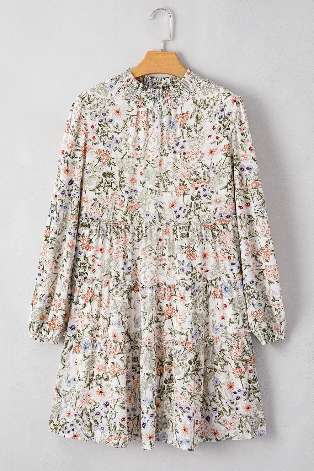Printed Mock Neck Long Sleeve Mini Dress - Charming Charlie