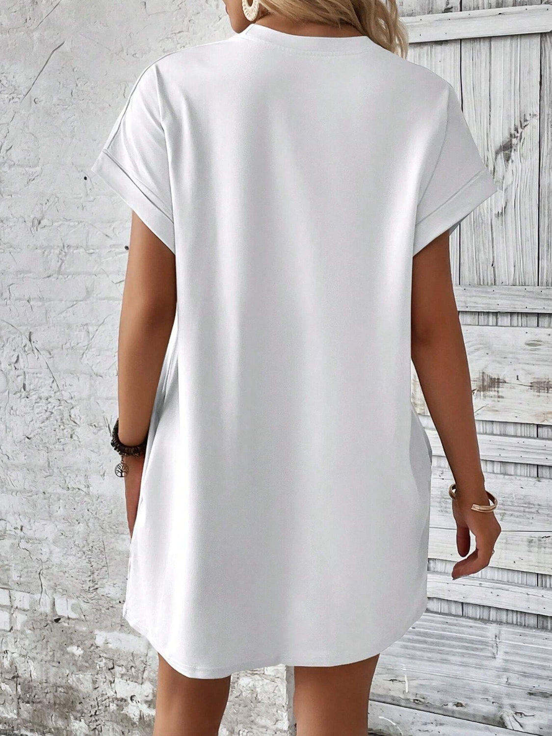 Round Neck Short Sleeve Mini Dress - Charming Charlie