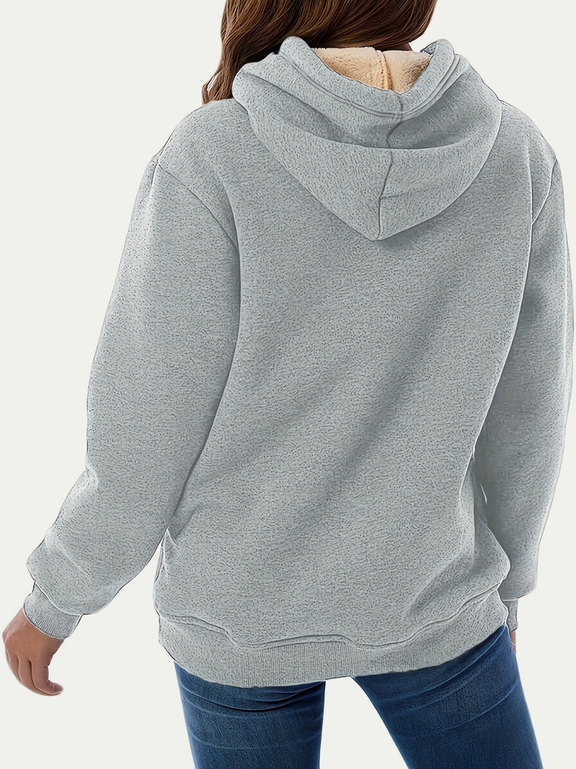 Drawstring Long Sleeve Hoodie with Kangaroo Pocket - Charming Charlie