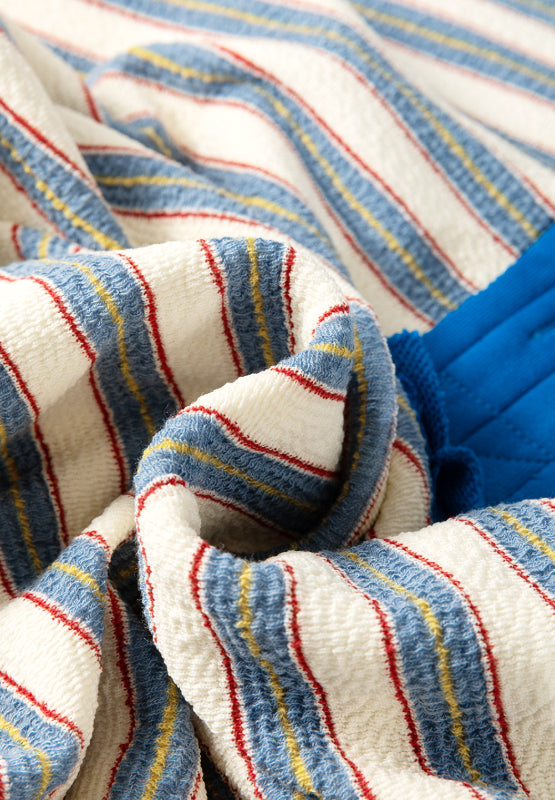 Striped Johnny Collar Long Sleeve Sweatshirt - Charming Charlie