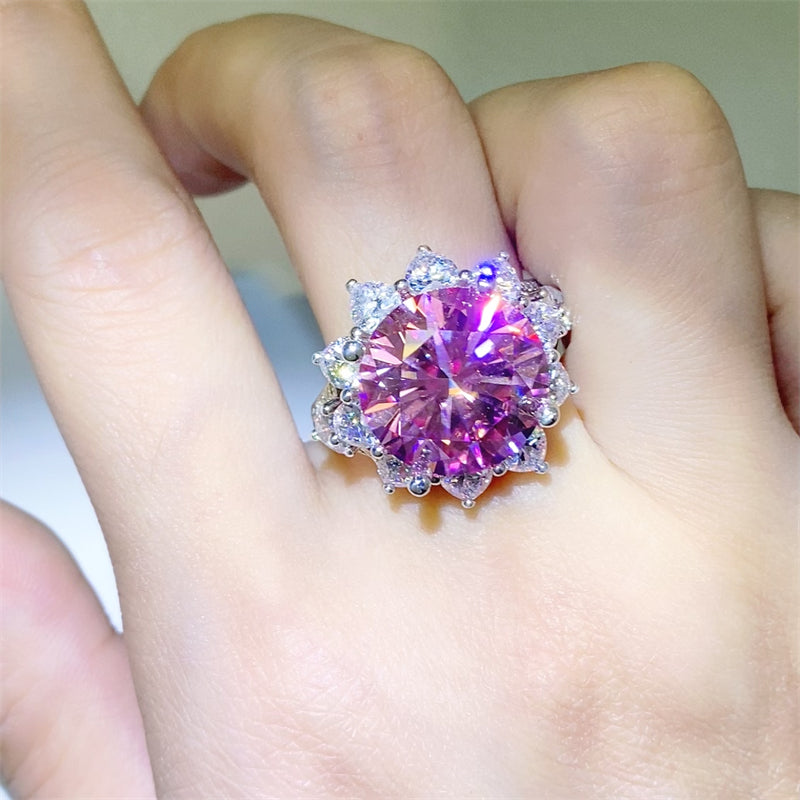 10 Carat Moissanite Zircon 925 Sterling Silver Ring - Charming Charlie