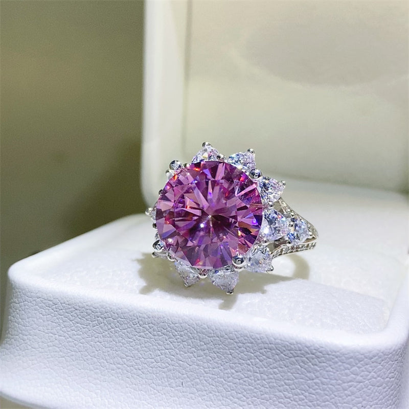 10 Carat Moissanite Zircon 925 Sterling Silver Ring - Charming Charlie