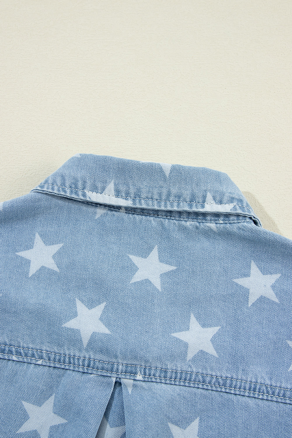 Raw Hem Star Collared Neck Denim Top - Charming Charlie