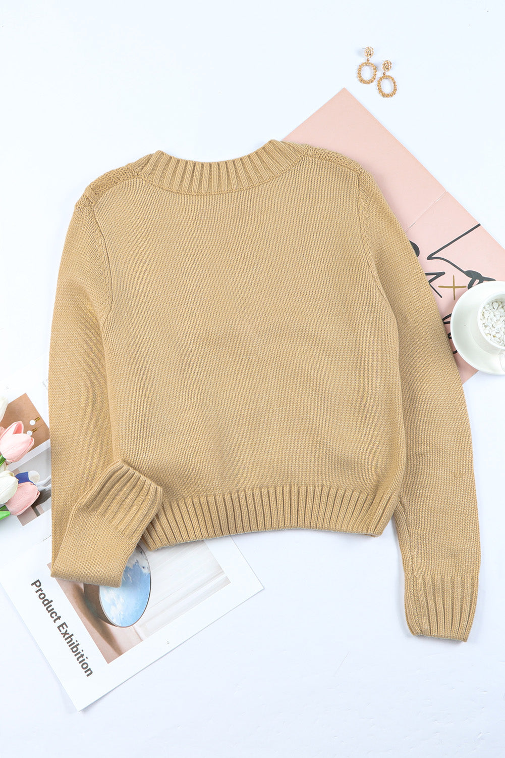 Cable-Knit Button Down V-Neck Cardigan - Charming Charlie