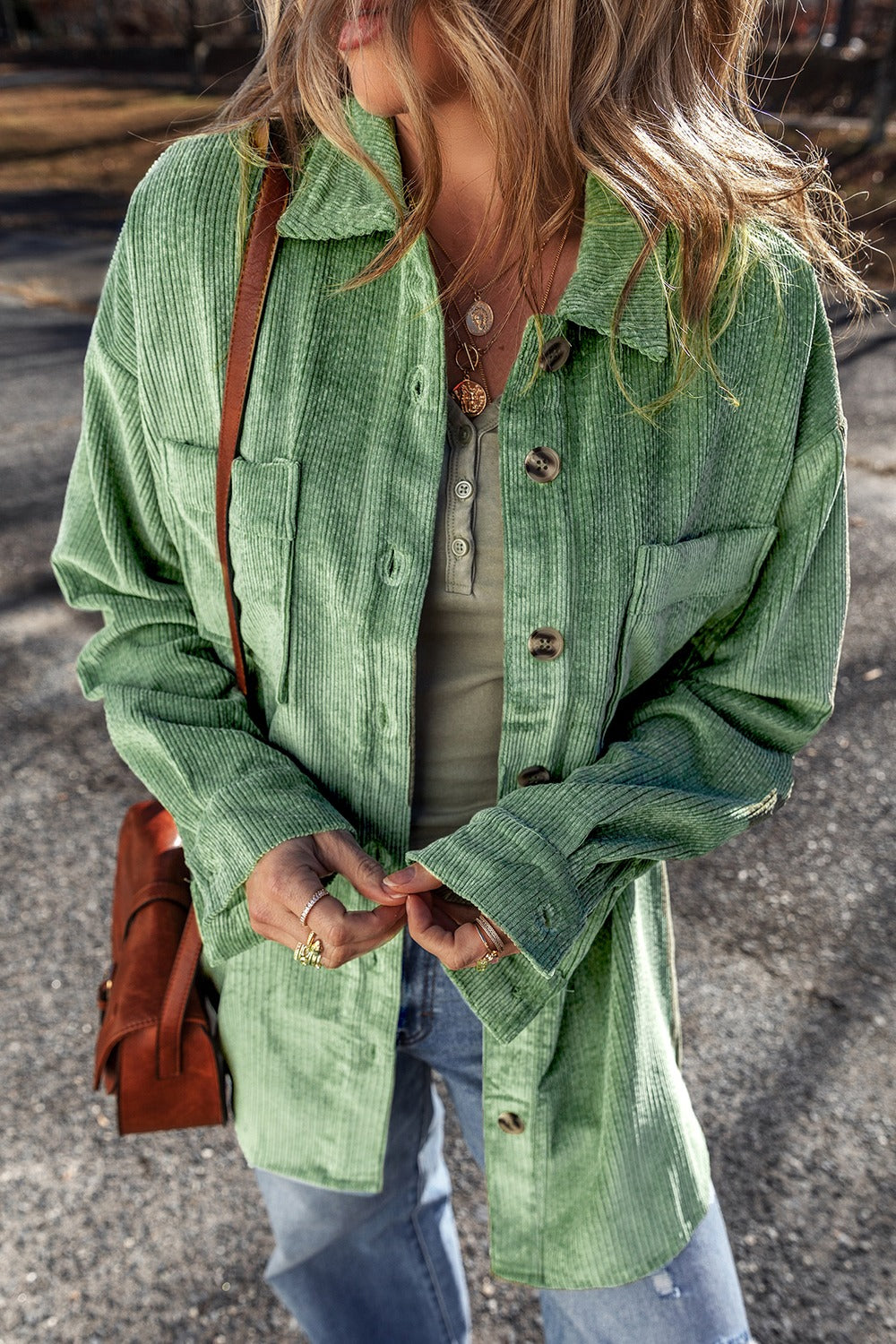 Button Up Long Sleeve Jacket - Charming Charlie