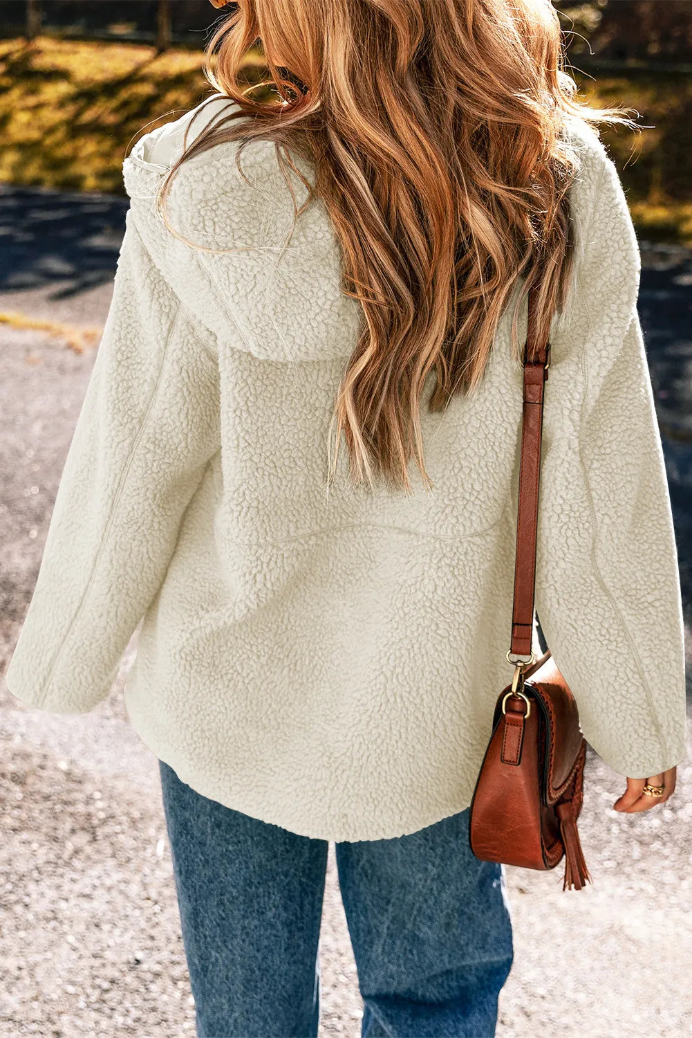 Drawstring Zip Up Long Sleeve Hooded Jacket - Charming Charlie