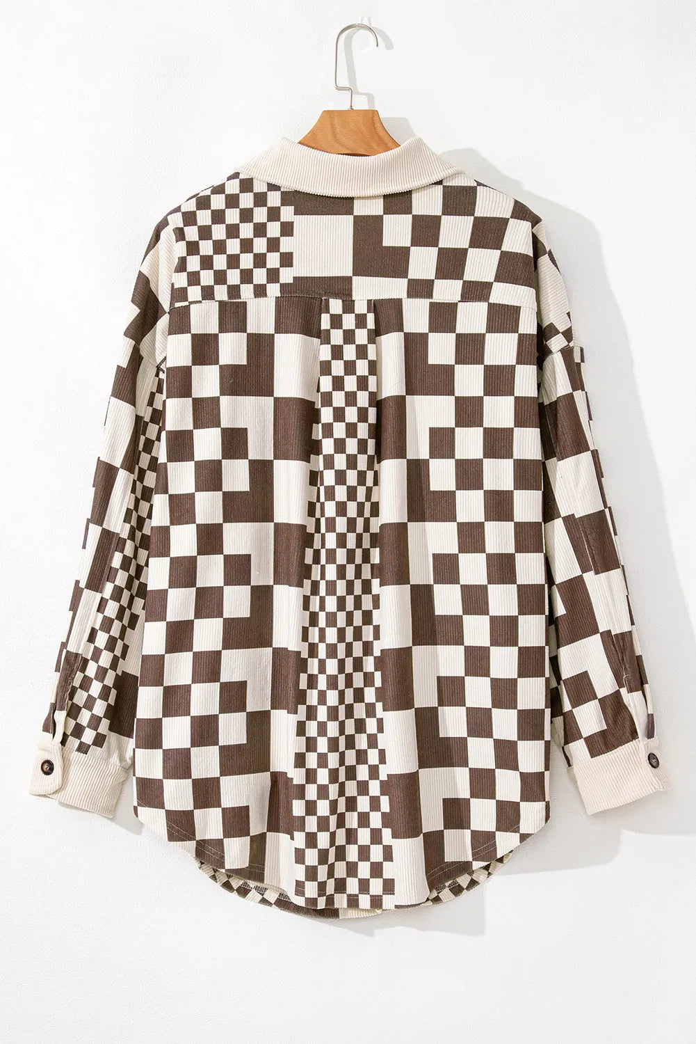 Plus Size Checkered Button Up Long Sleeve Jacket - Charming Charlie