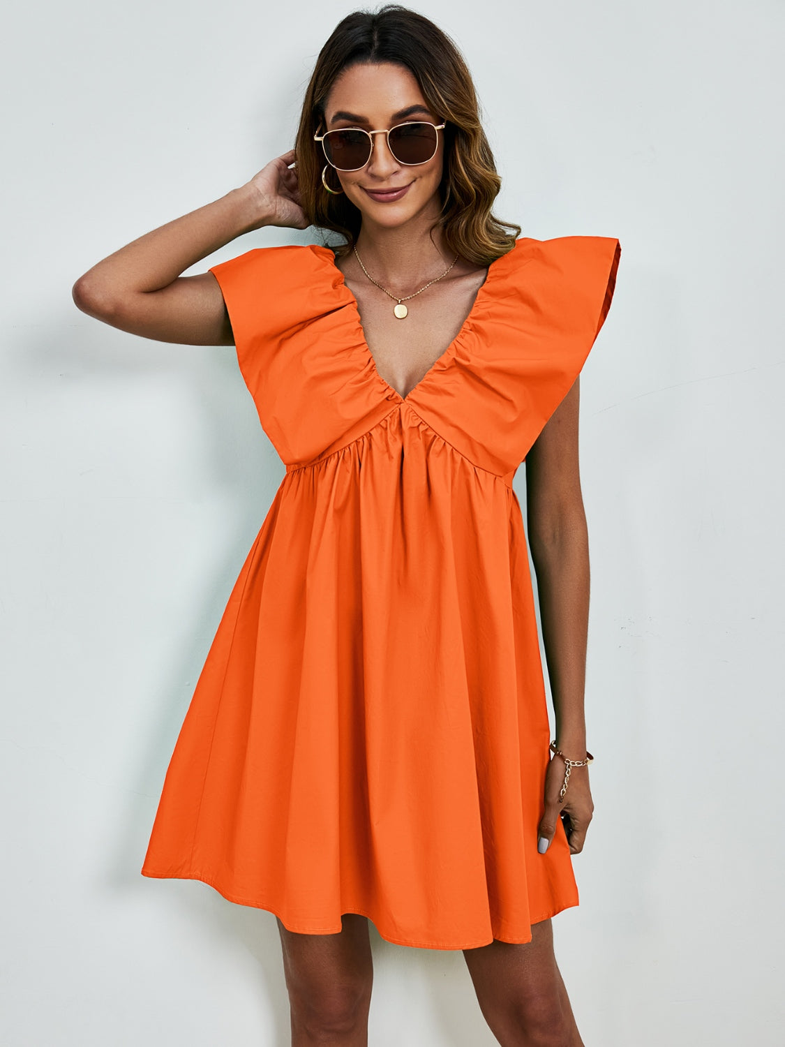 V-Neck Cap Sleeve Mini Dress - Charming Charlie