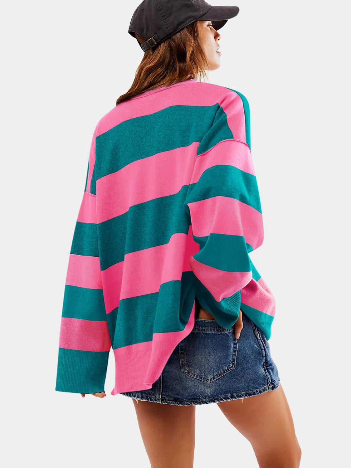 Color Block Half Zip Long Sleeve Sweater - Charming Charlie