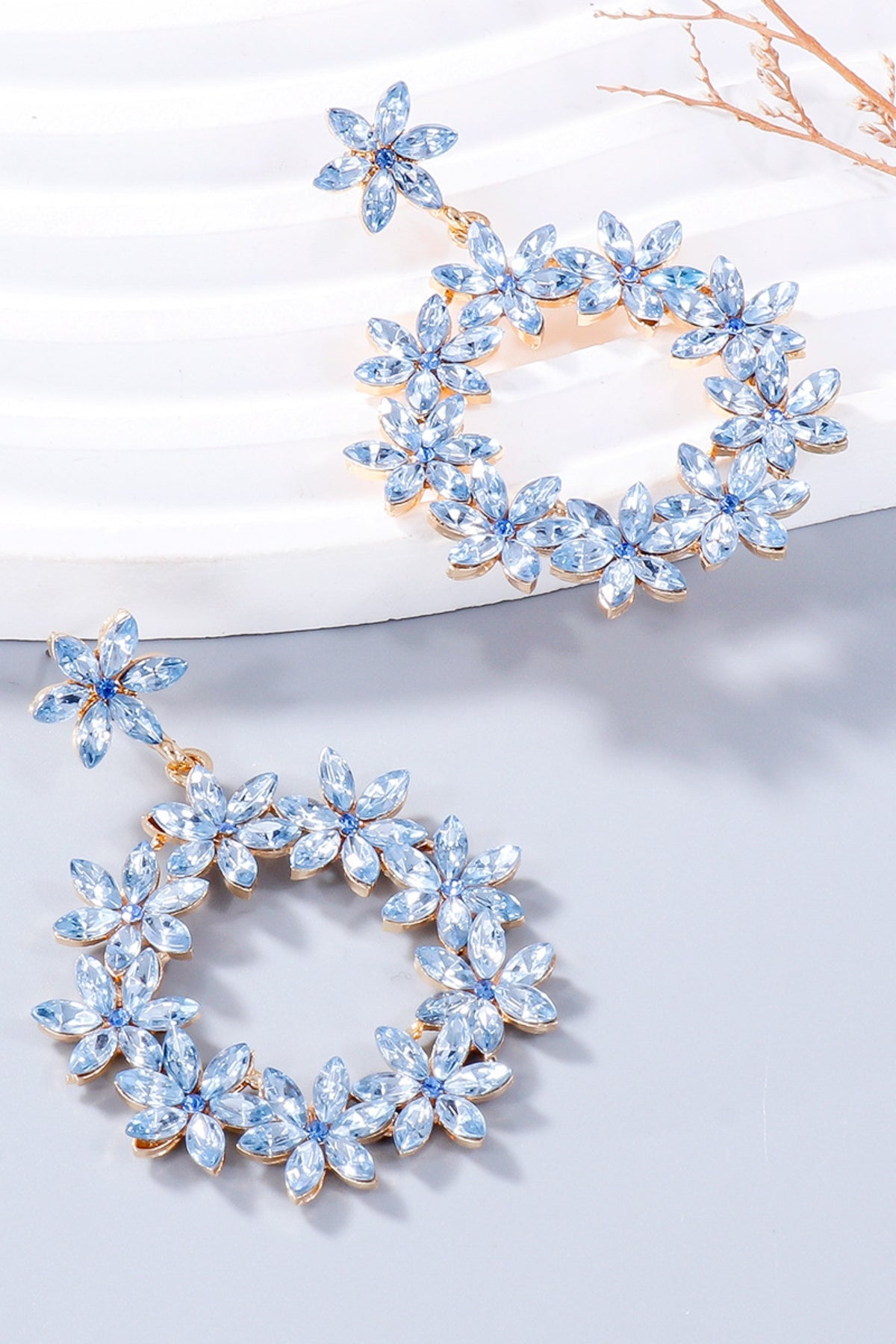 Rhinestone Flower Dangle Earrings - Charming Charlie
