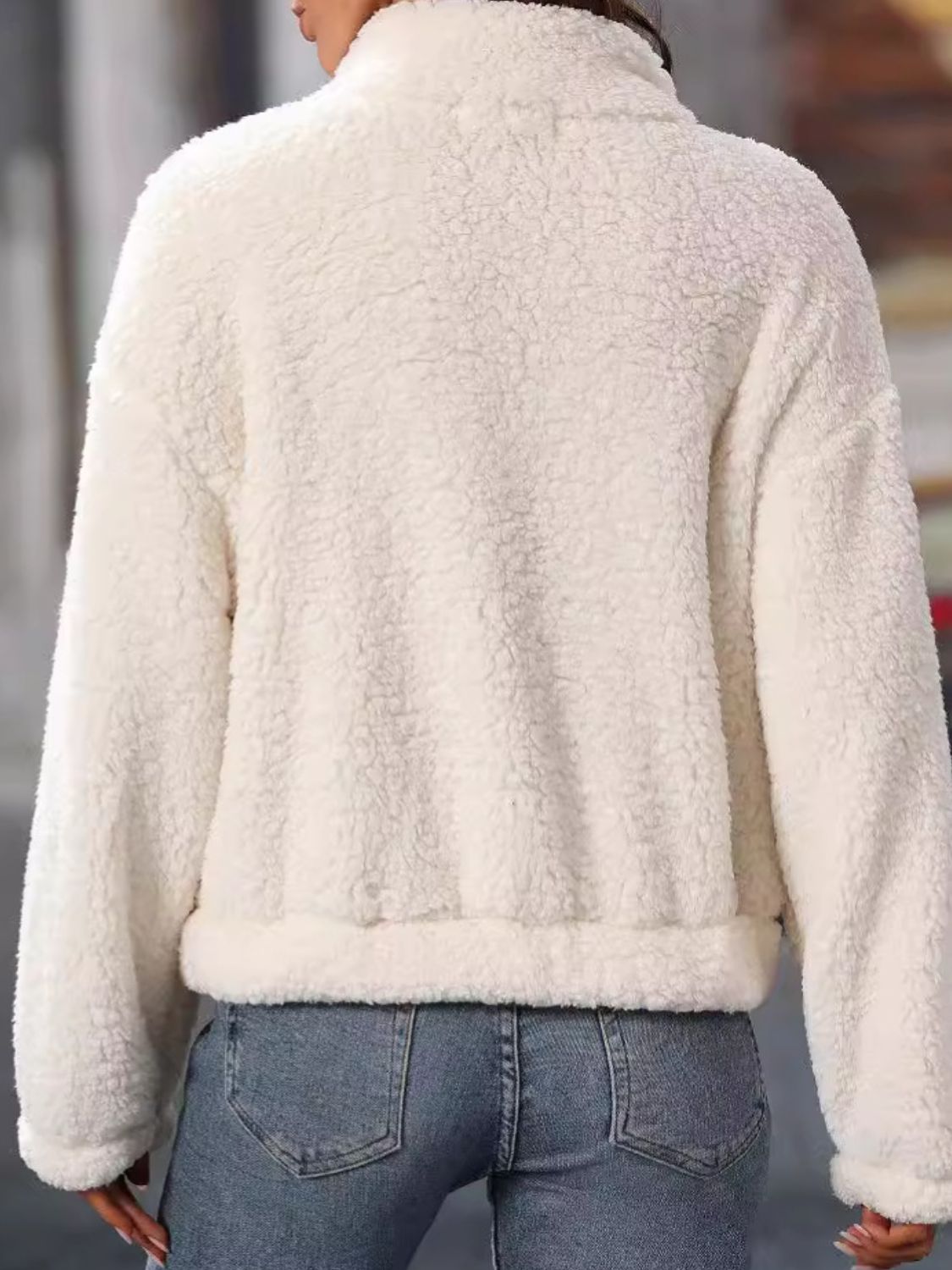 Heart Half Zip Long Sleeve Teddy Sweatshirt - Charming Charlie