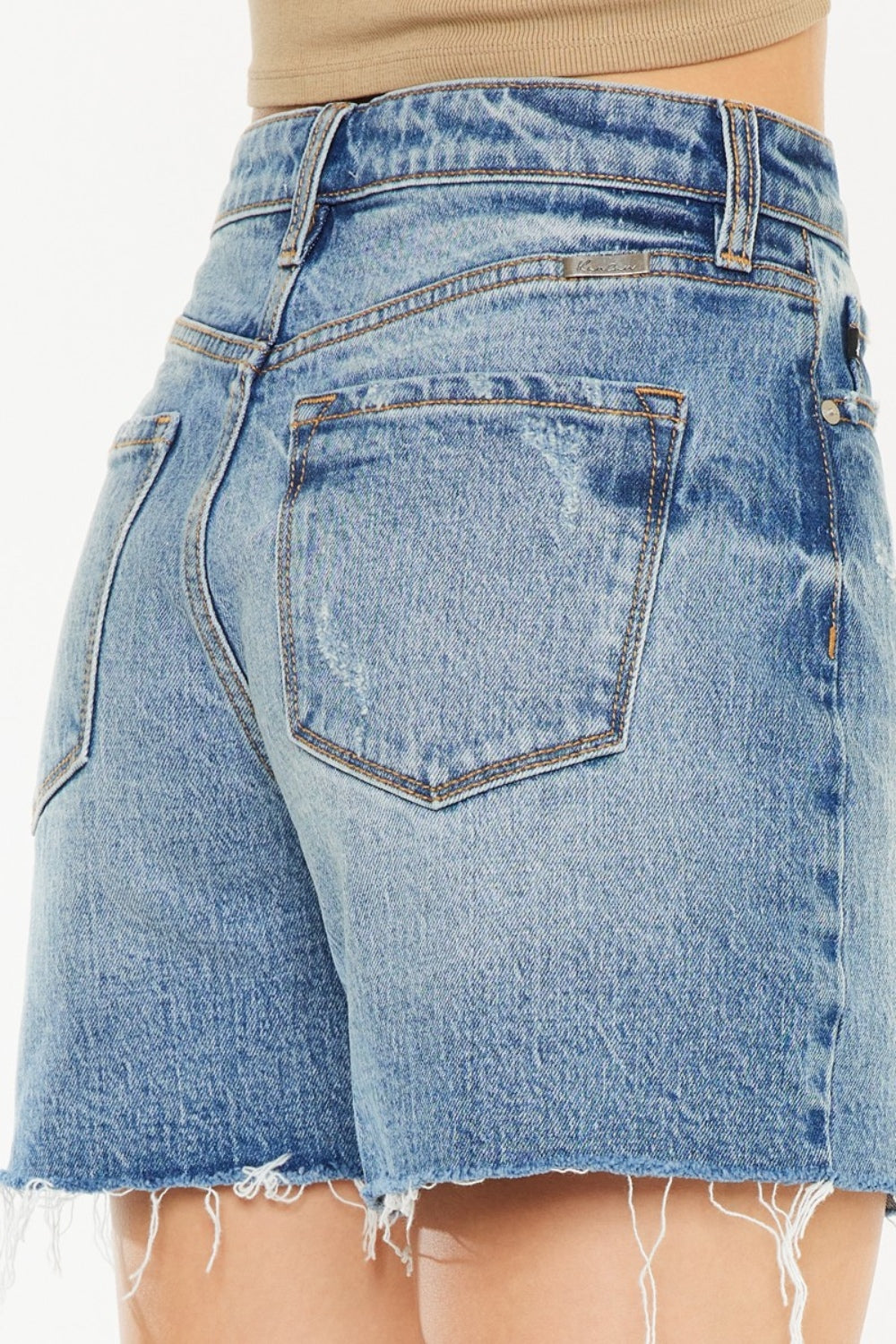 Kancan Full Size Raw Hem High Waist Denim Shorts - Charming Charlie