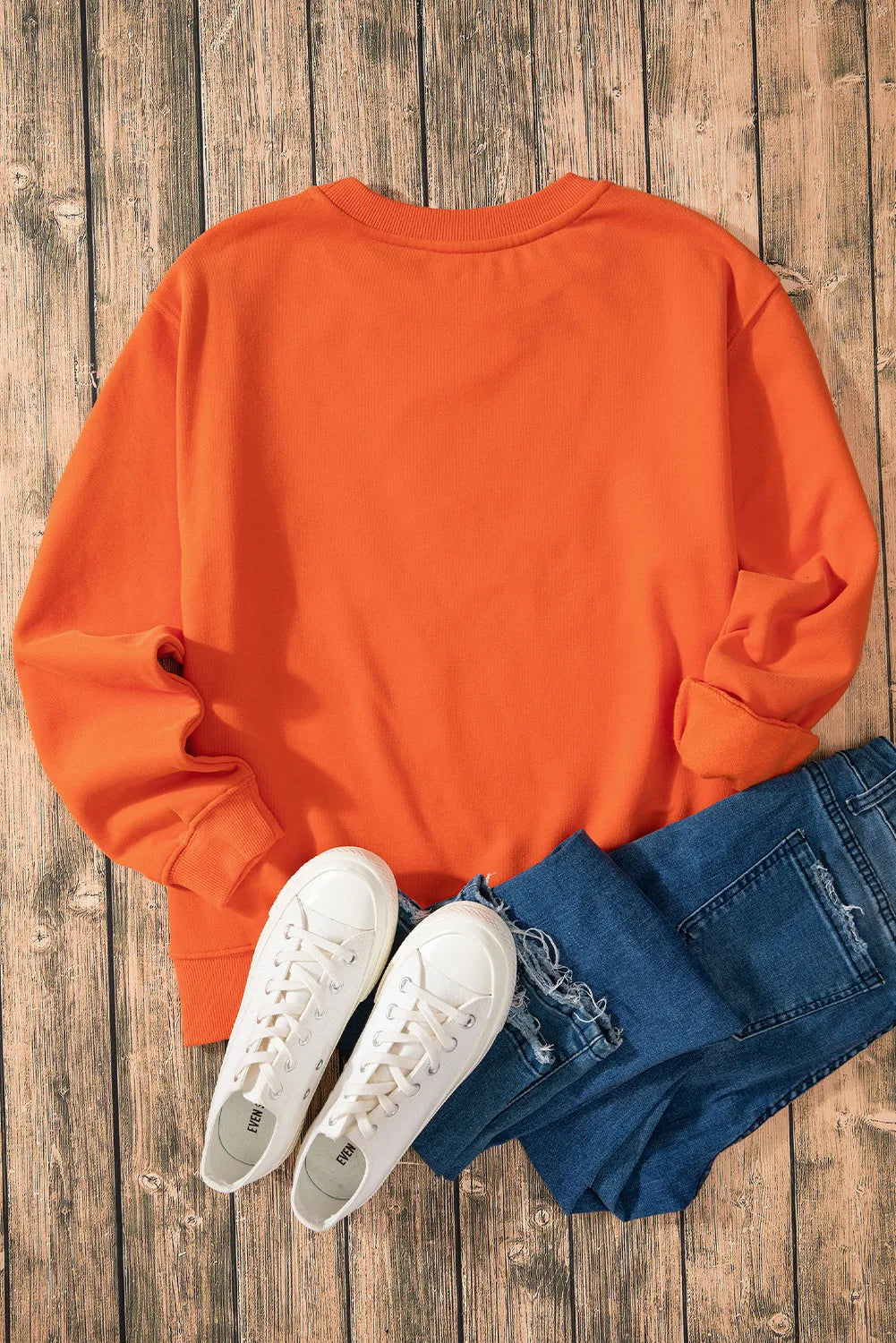 Letter Round Neck Long Sleeve Sweatshirt - Charming Charlie