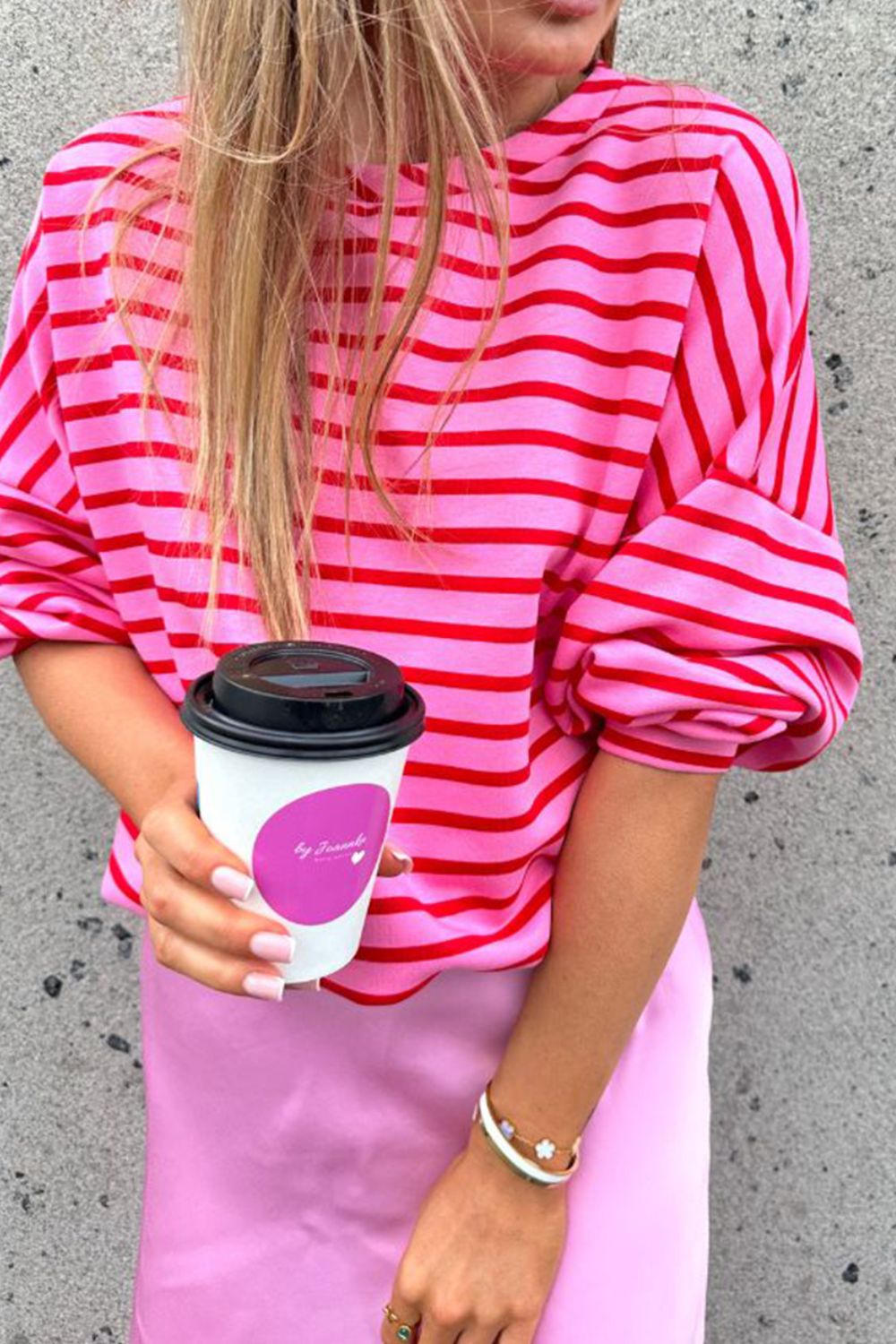 Striped Round Neck Long Sleeve Sweatshirt - Charming Charlie