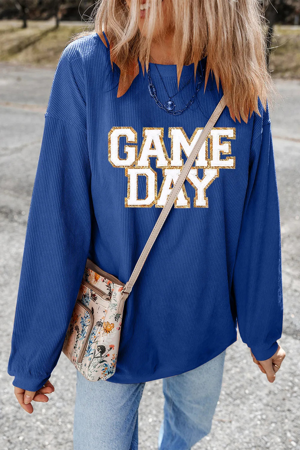 GAME DAY Round Neck Long Sleeve Sweatshirt - Charming Charlie