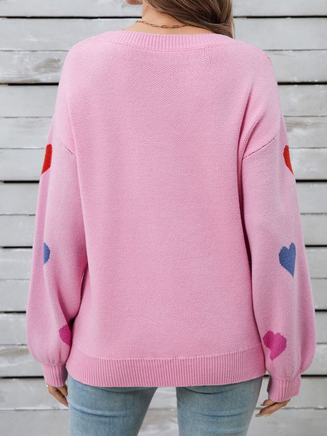 Angel Wings Heart Round Neck Long Sleeve Sweater - Charming Charlie