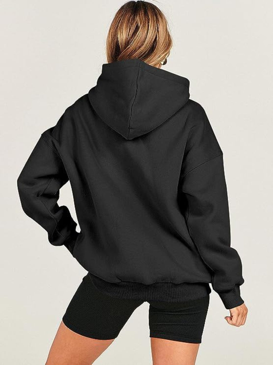 Dropped Shoulder Long Sleeve Hoodie - Charming Charlie