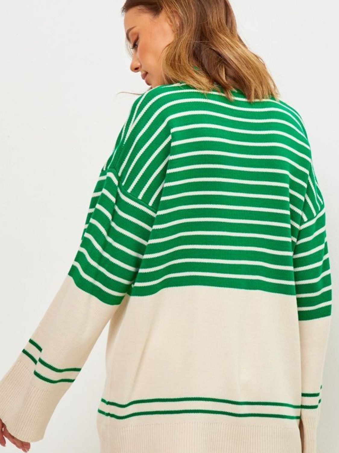 Striped Mock Neck Long Sleeve Sweater - Charming Charlie