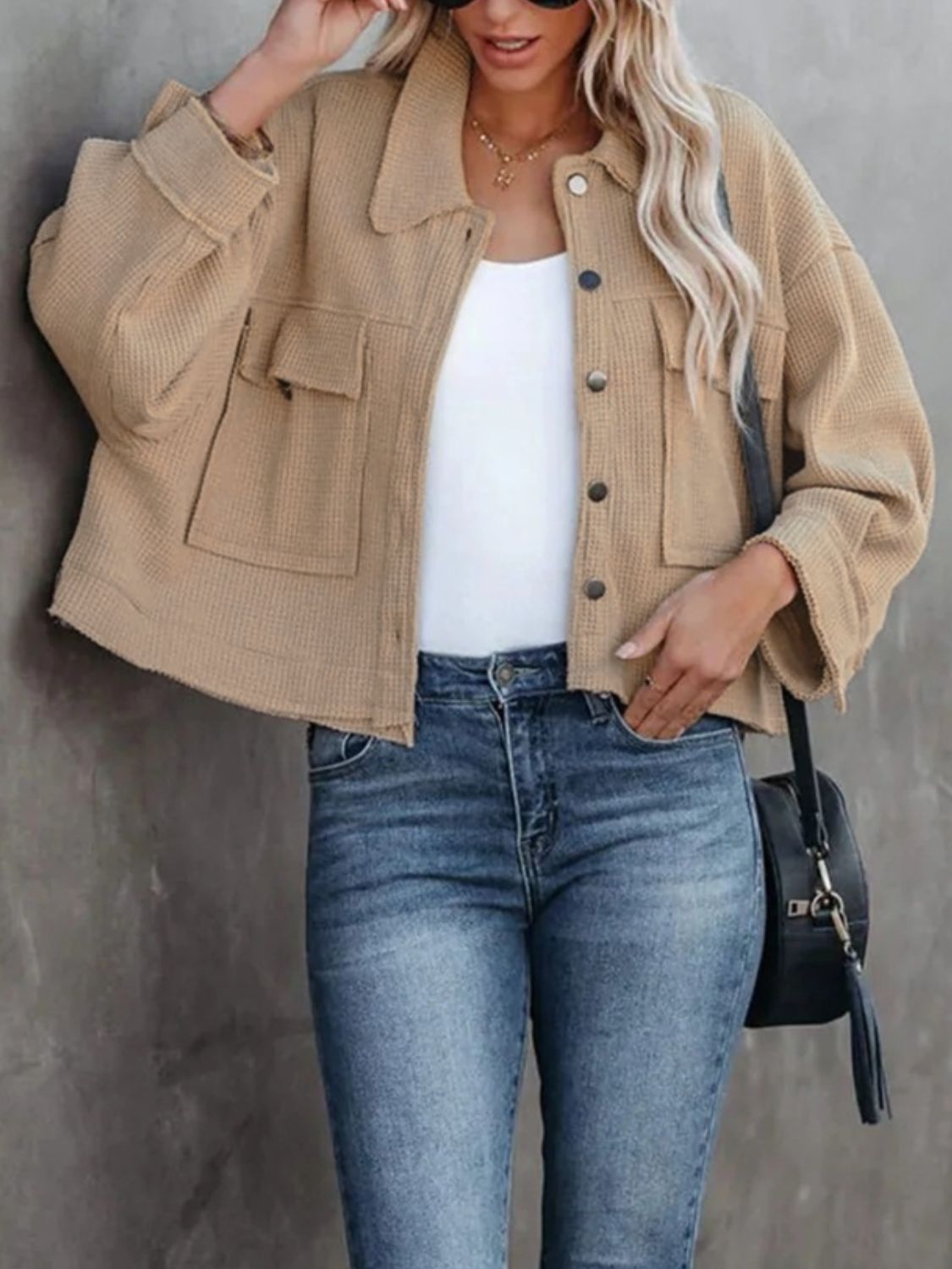 Button Up Long Sleeve Jacket - Charming Charlie