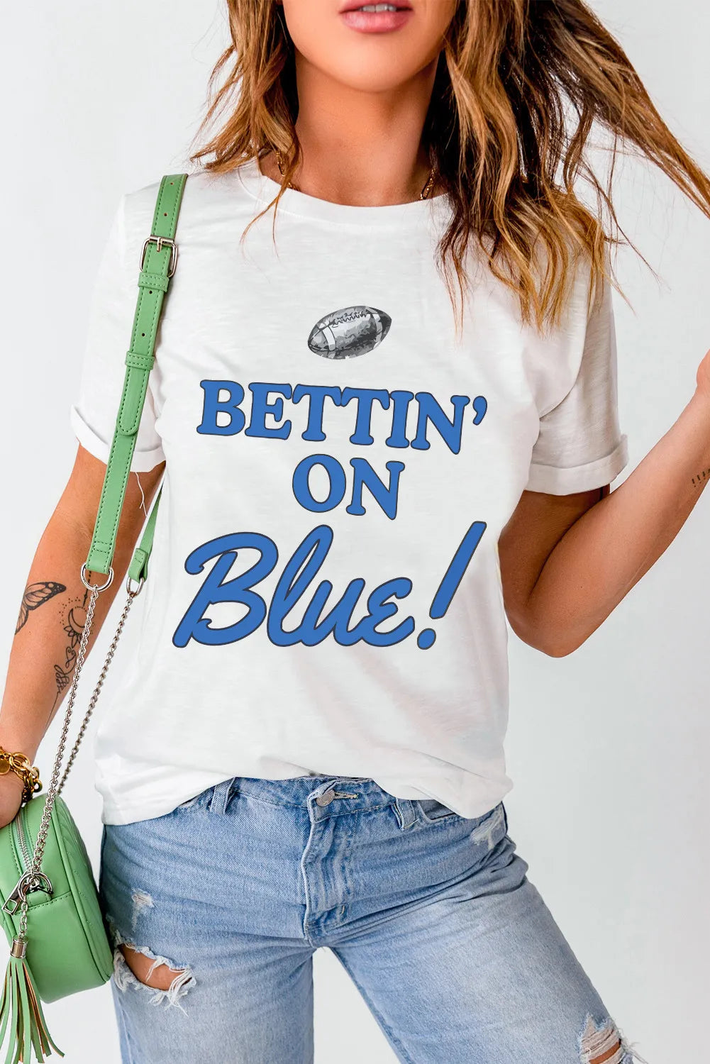 Letter Graphic Round Neck Short Sleeve T-Shirt - Charming Charlie