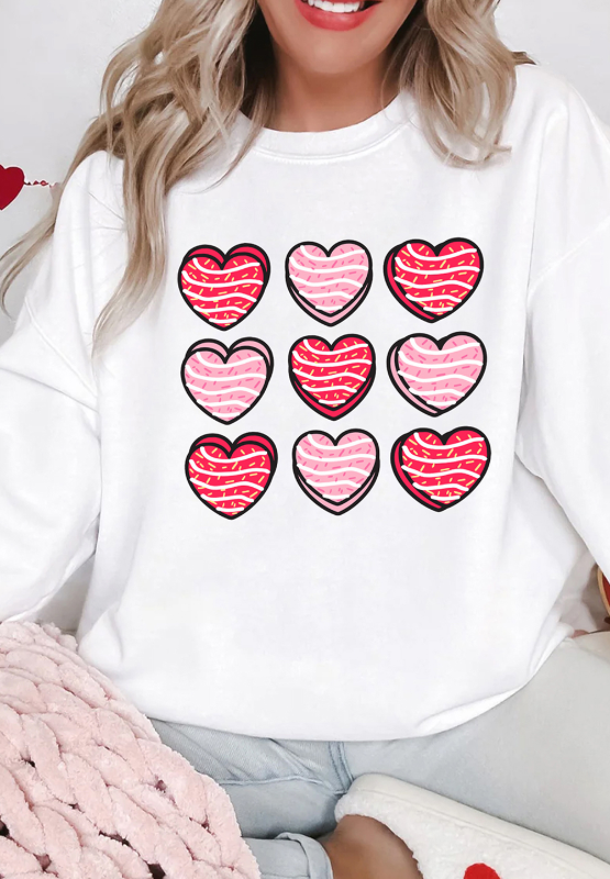 Valentine's Day Heart Round Neck Long Sleeve Sweatshirt - Charming Charlie